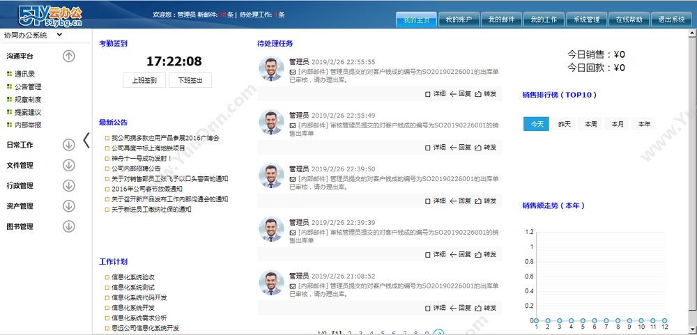 杭州群强软件有限公司 51云协同办公管理系统 协同OA