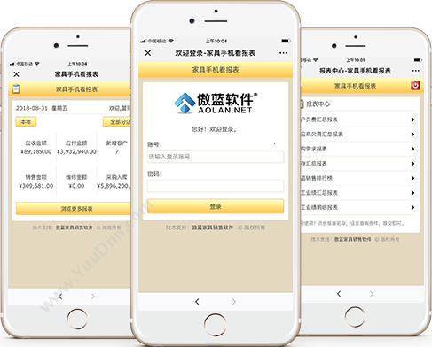 广州市蓝格软件科技有限公司 傲蓝家具店软件手机看报表 家具