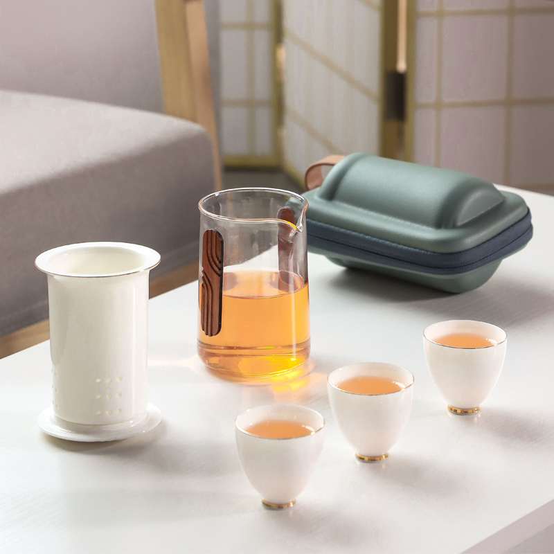 大润窑大润窑夫子南茶（描金白）陶瓷茶具旅行陶瓷茶具