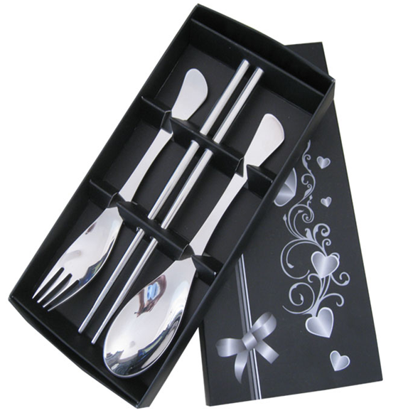 庆润鱼形勺筷3件套餐具/碗筷套装