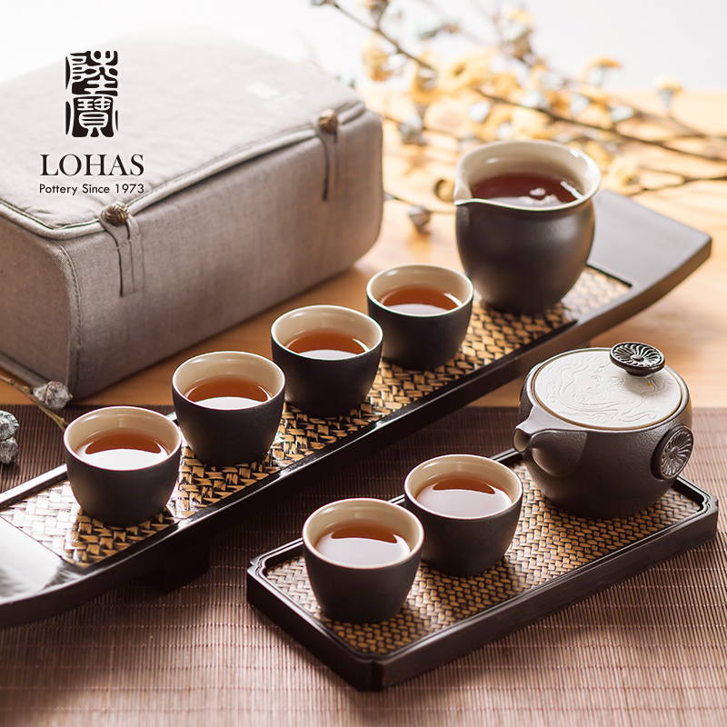 陆宝陆宝定窑龙纹茶组陶瓷茶具