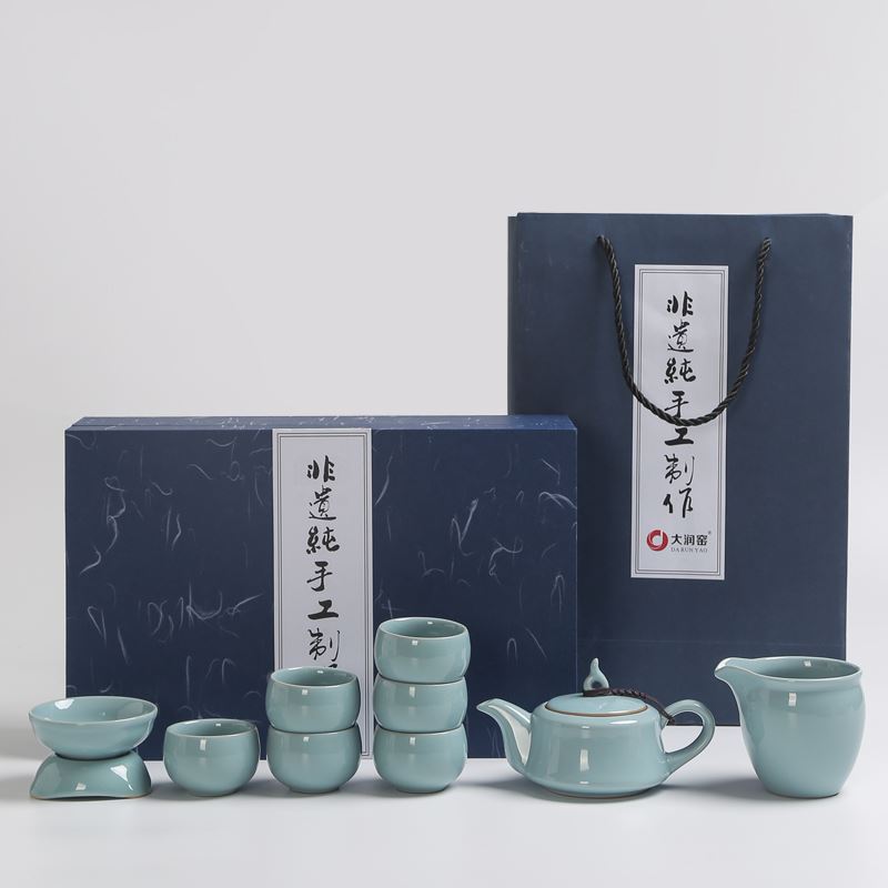 大润窑大润窑汝窑金砖风采10件套陶瓷茶具