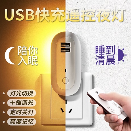 天蜗 Teamwork天蜗椭圆小夜灯双USB口遥控灯台灯/小夜灯